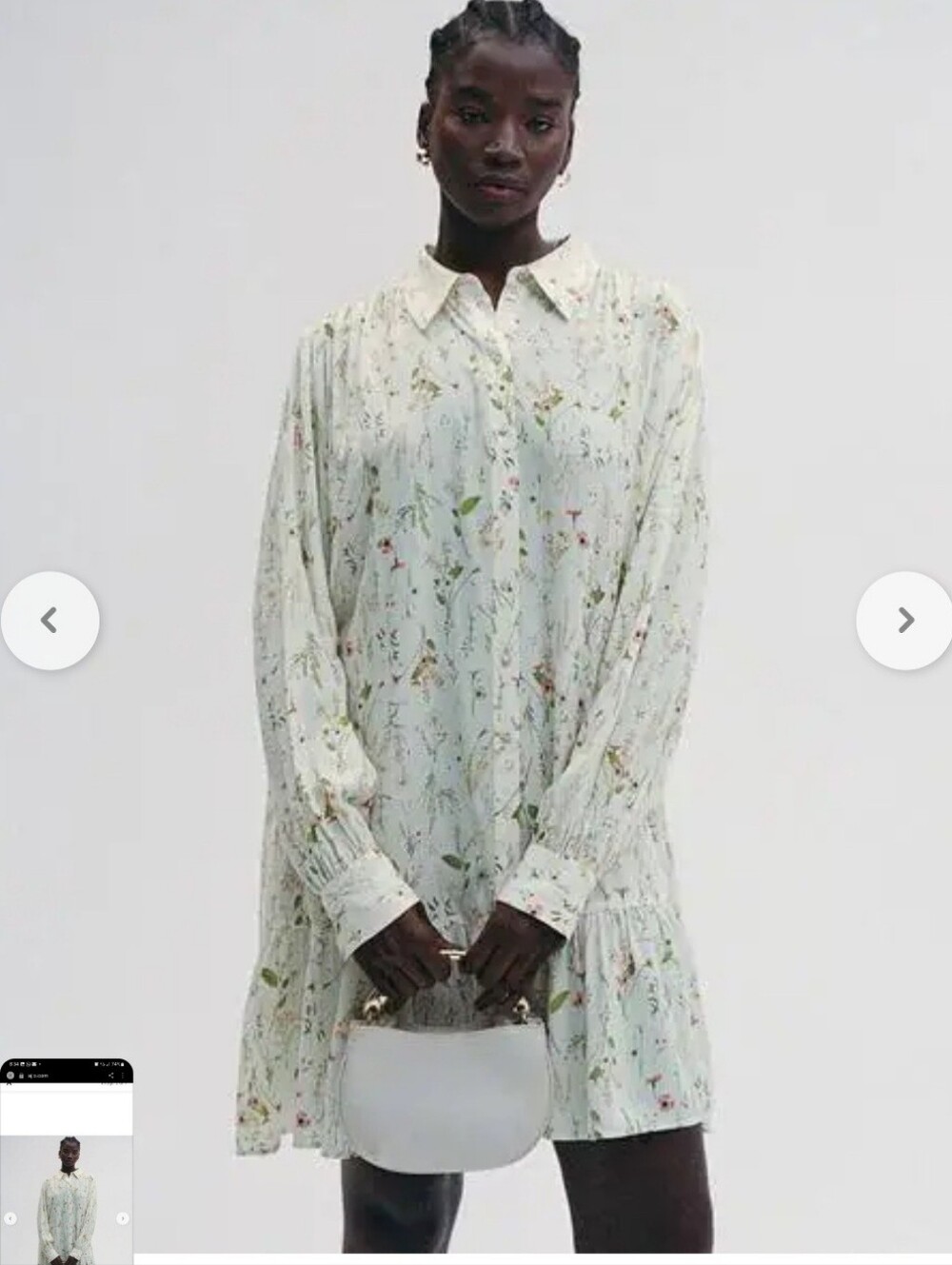H&M Cream Floral Ruffle-Hem Dress - Picture 6 of 10